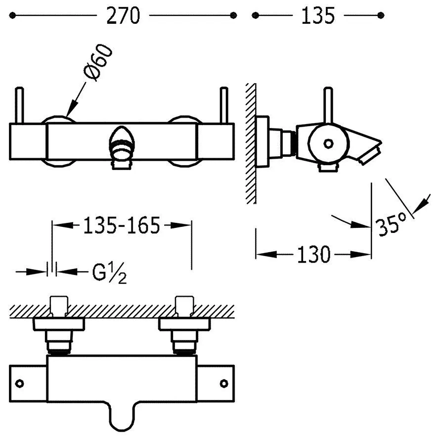 Термостат для ванны Tres Loft 9027401