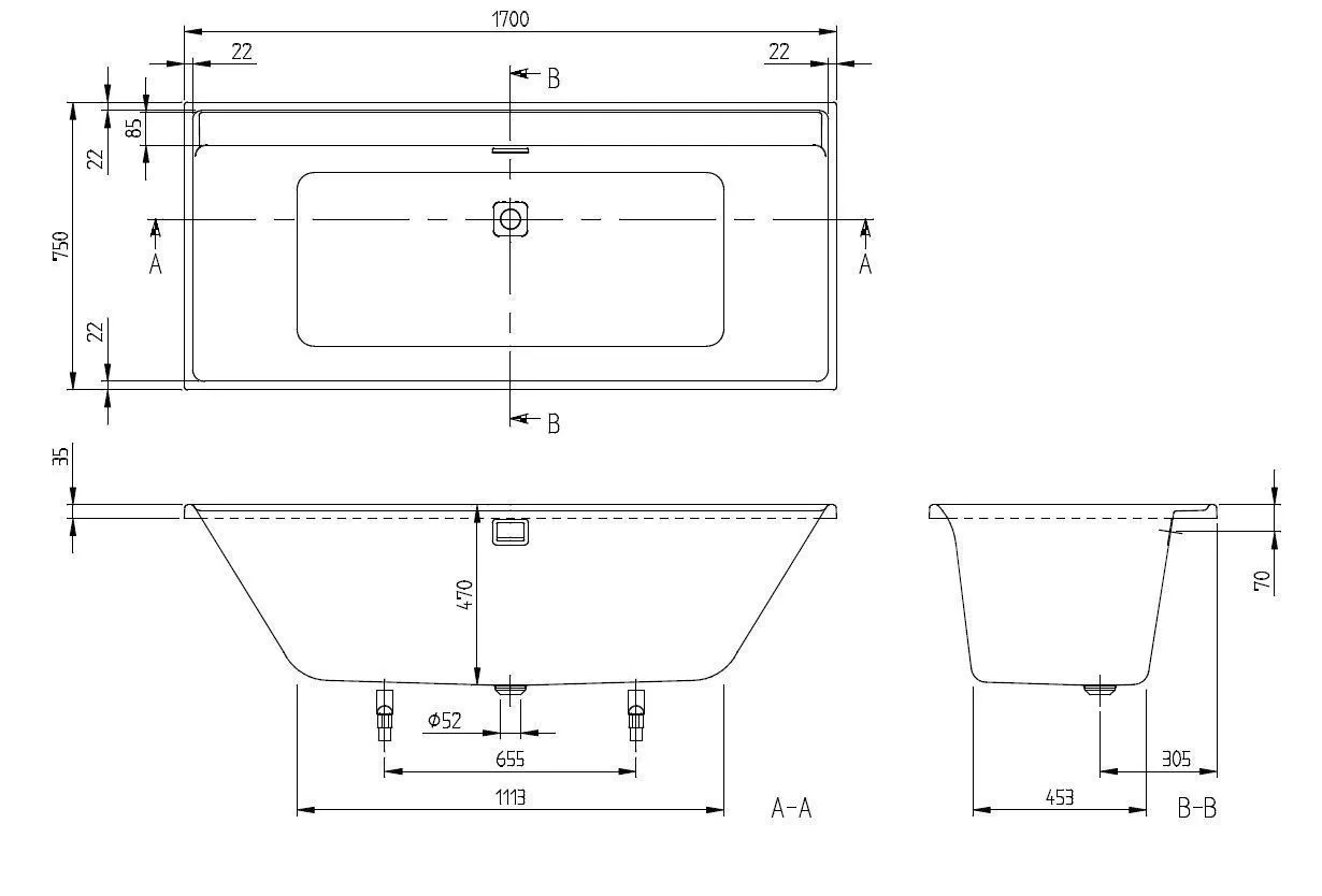 Ванна Villeroy and Boch Collaro UBA170COR2EV-01