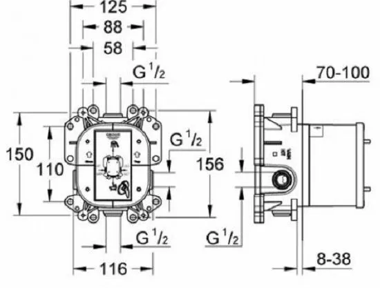 Внутренняя часть Grohe Rapido E 35501000
