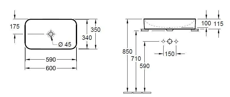 Умывальник на столешницу Finion Villeroy & Boch 414361R2