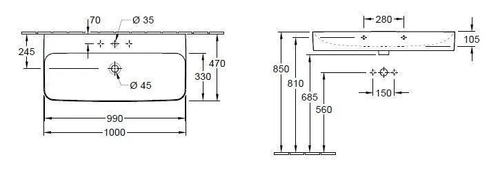 Умывальник подвесной Finion Villeroy & Boch 4168A5R2