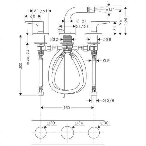 Змішувач для біде  Axor Citterio M 34213000