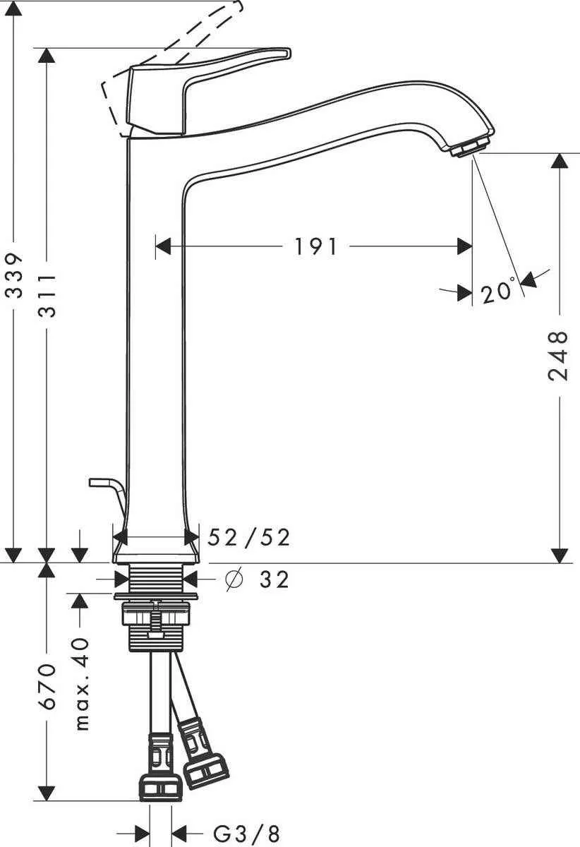 Змішувач для умивальника Hansgrohe Metris Classic 31078000
