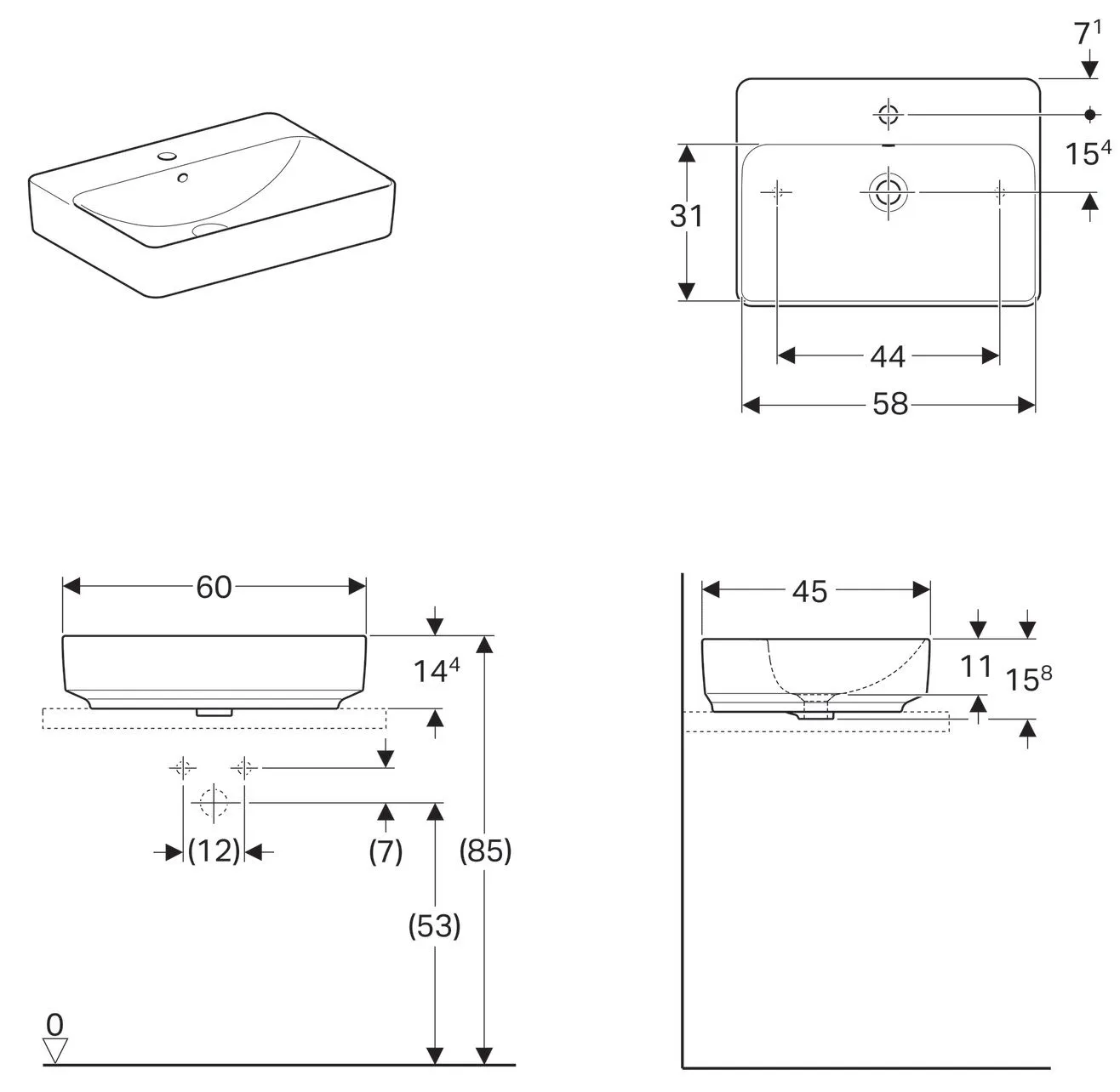 Умывальник Geberit Variform 500.780.01.2