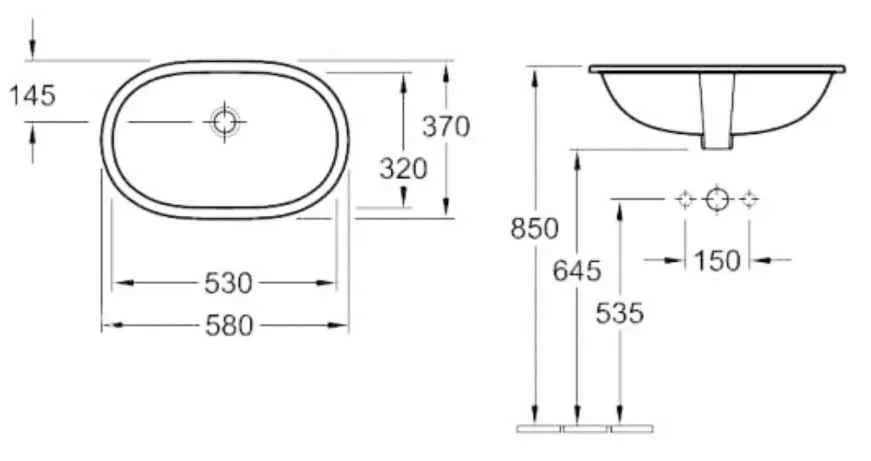 Раковина вбудована в стільницю Villeroy and Boch O. Novo 41625001