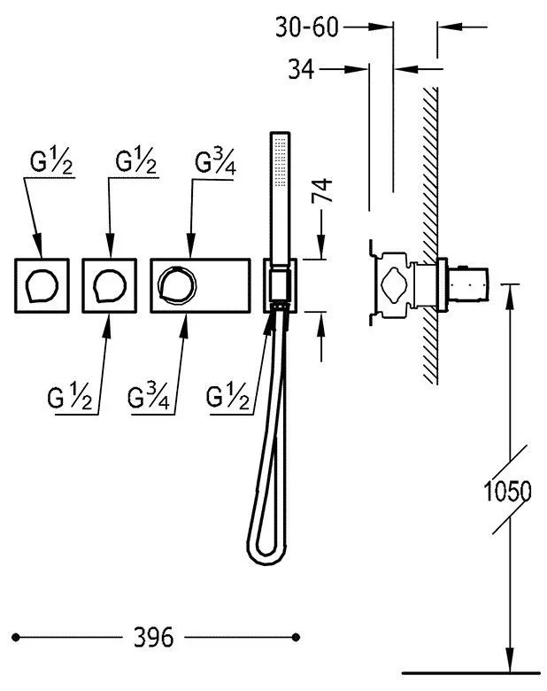 Набор: Термостат и  душевой набор Tres Block System 20735391