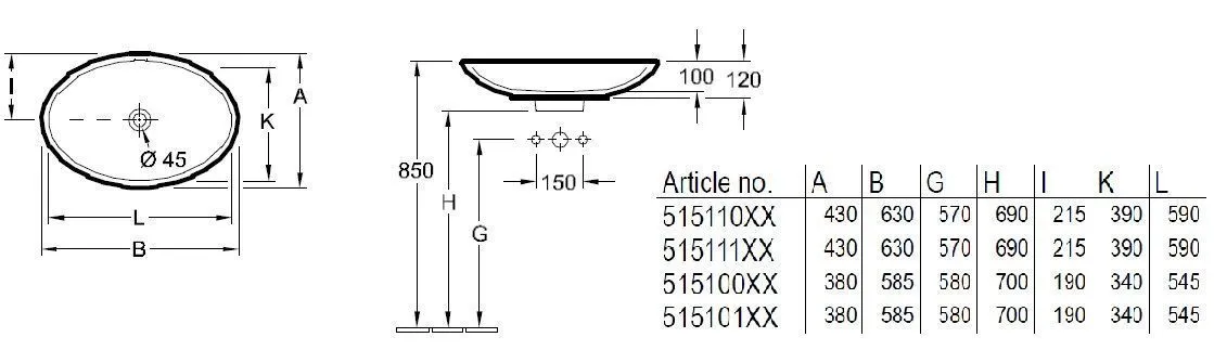 Умывальник на столешницу Villeroy & Boch Loop & Friends 515111R3