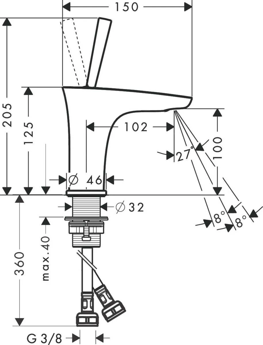 Смеситель для умывальника Hansgrohe PuraVida 15075400
