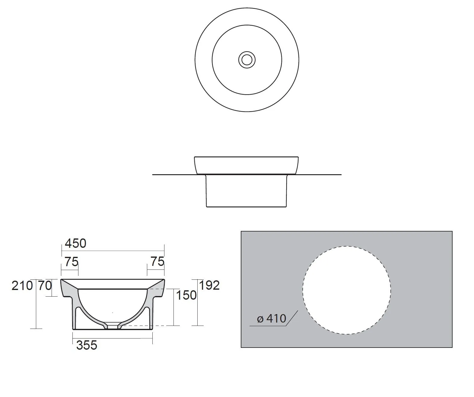 Раковина в столешницу DP AXA 831007
