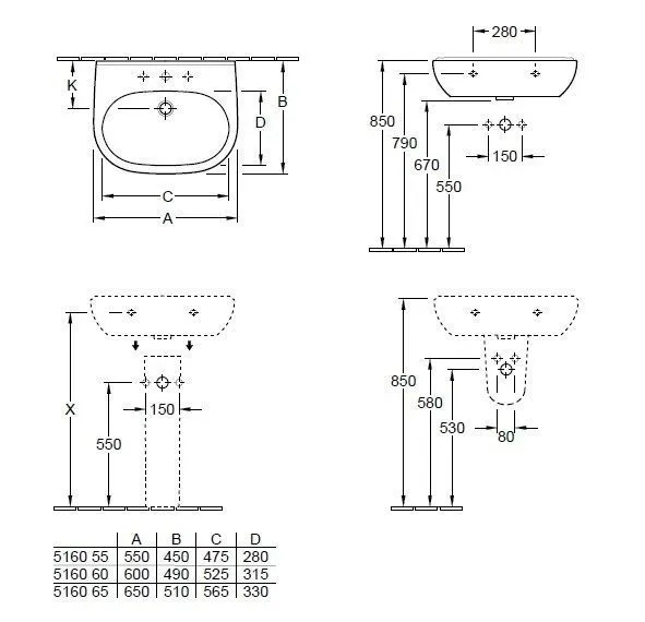Подвесной умывальник Villeroy and Boch O. Novo 516066T1