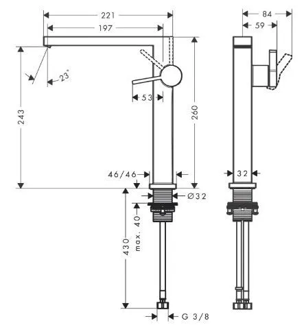 Смеситель для умывальника Hansgrohe Tecturis E 73070000