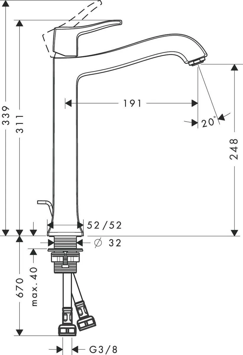 Смеситель для умывальника Hansgrohe Metris Classic 31078000