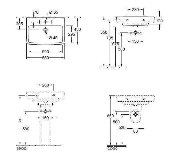 Підвісний умивальник Villeroy and Boch O. Novo 4A4166T1