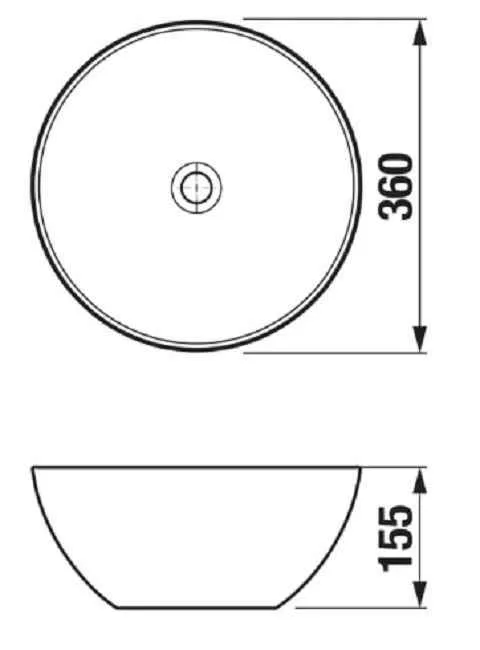 Jika Astra Раковина на стільницю, Ø360 мм,, без отвору для змішувача, без перелива