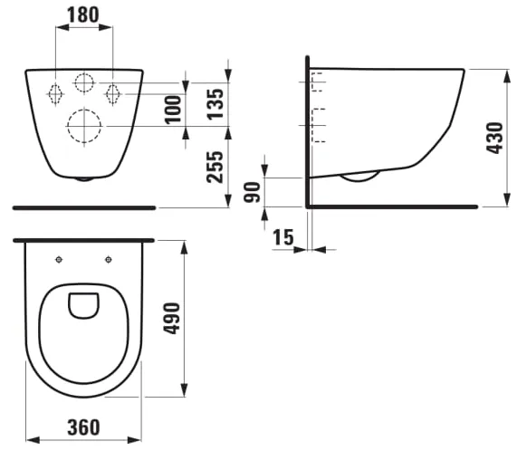 Унитаз подвесной Laufen PRO (безободковый) укороченный H8669550000001