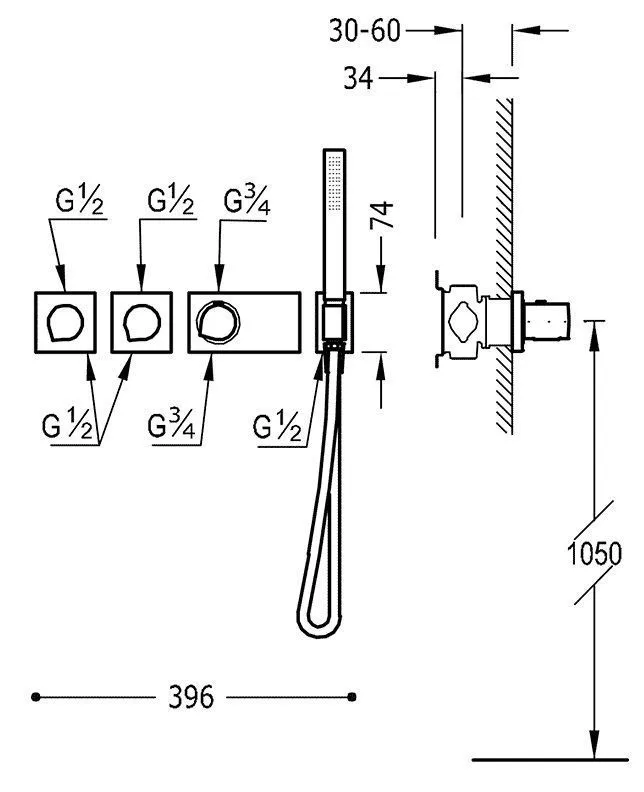 Набор: Термостат и  душевой набор Tres Block System 20735491