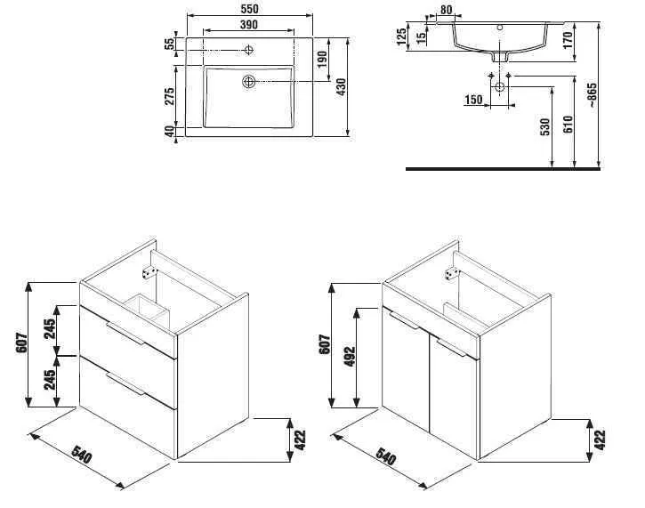 Умивальник з тумбою Jika Cube H4536121763001
