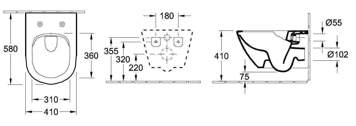 Унітаз підвісний Villeroy and Boch Subway 2.0 (без зливного краю) 4609R0R1
