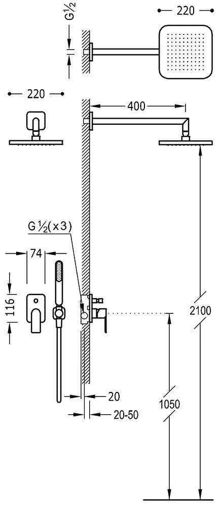 Душова система Tres Loft 20018002