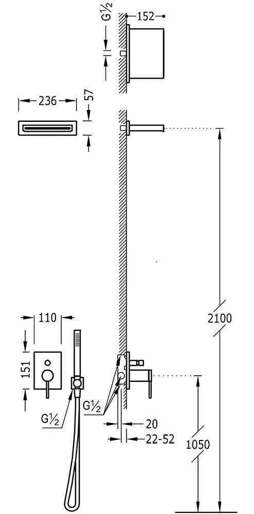 Душевая система Tres Mono-Term 06218006