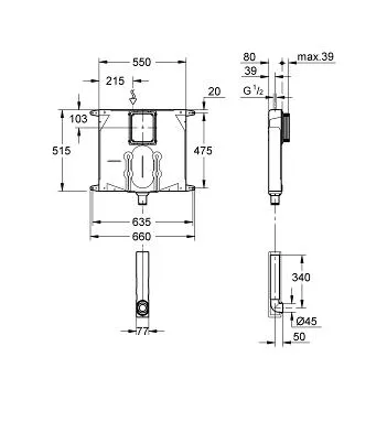 Бачок прихованого монтажу Grohe 80мм 38863000
