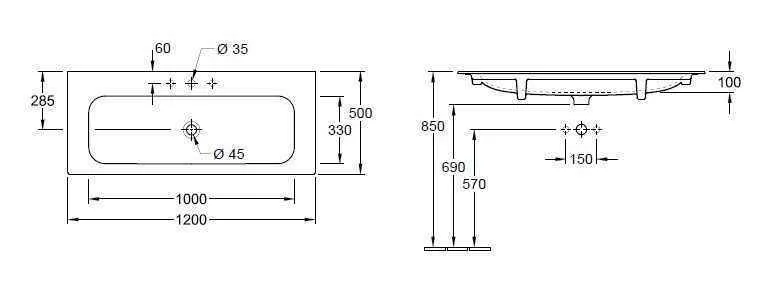 Умивальник підвісний Finion Villeroy & Boch 4164C3RW