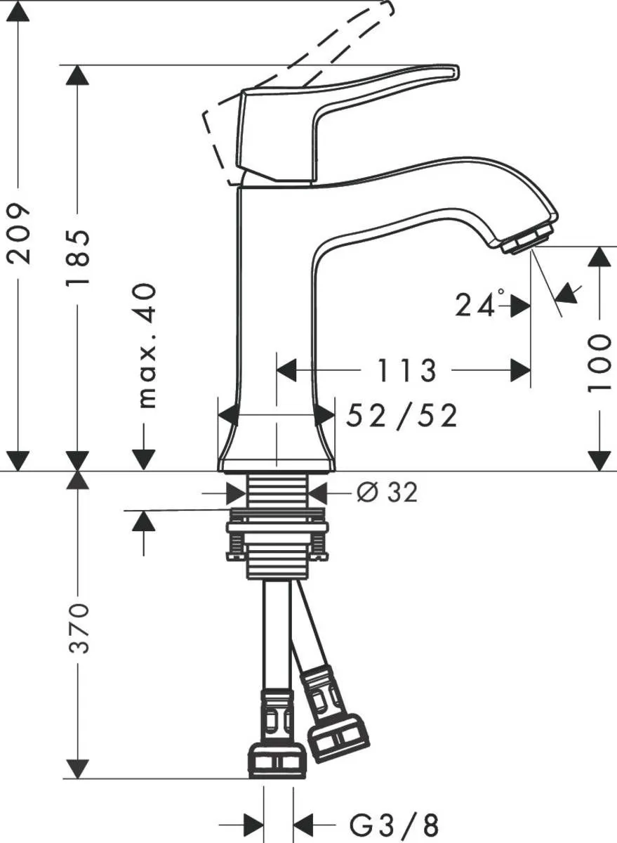 Смеситель для умывальника Hansgrohe Metris Classic 31077000