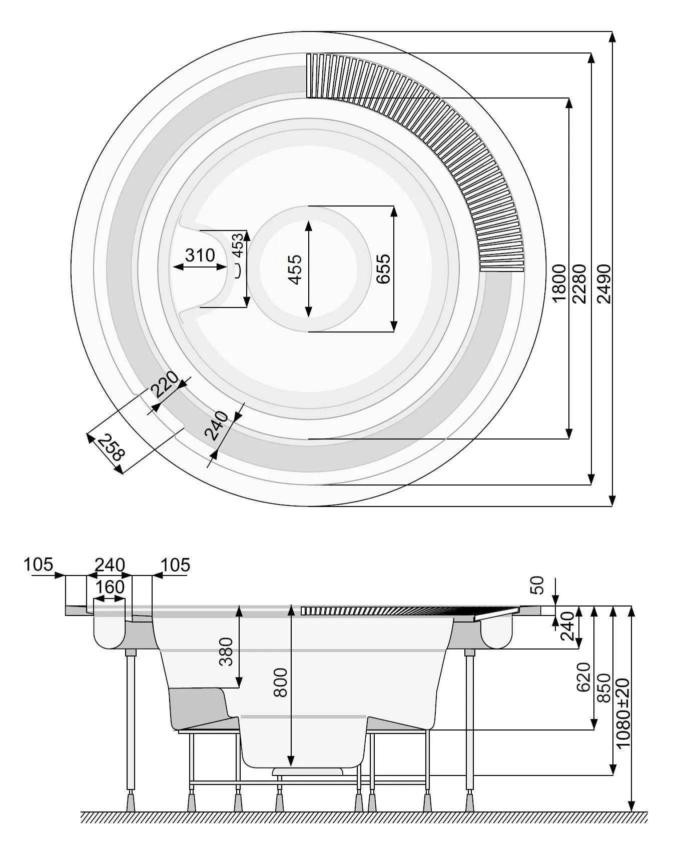Басейн з гідромасажем Victoria PoolSpa (червоне дерево) з переливом