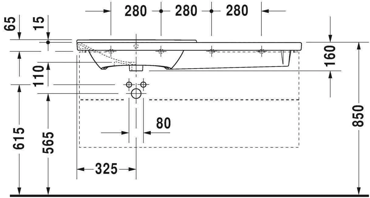 Умивальник Duravit P3 Comforts (асиметричний) 2333120060