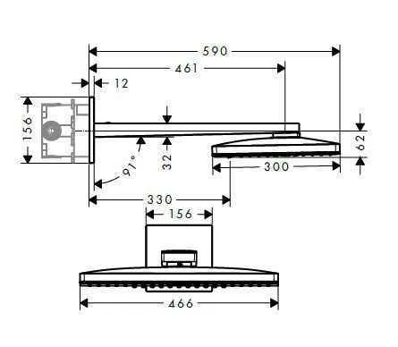 Верхній душ Hansgrohe Rainmaker Select 466 X 300 2jet 24005600