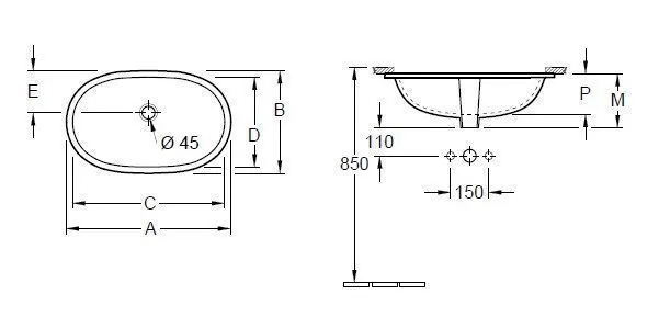 Раковина встраиваемая в столешницу Villeroy and Boch O. Novo 416250R1