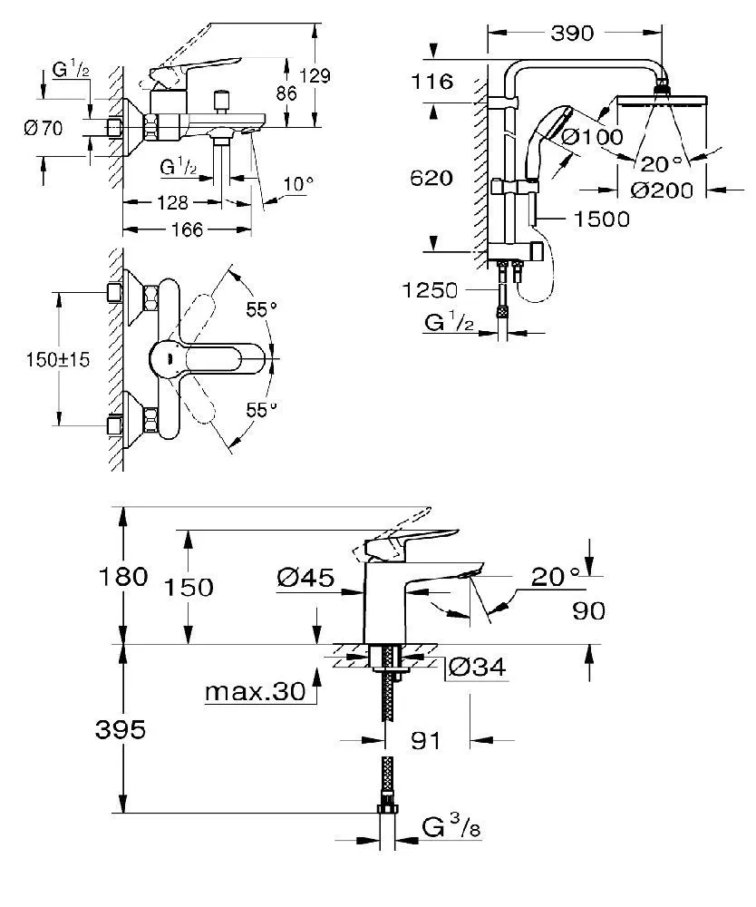Набор для ванны Grohe BauEdge
