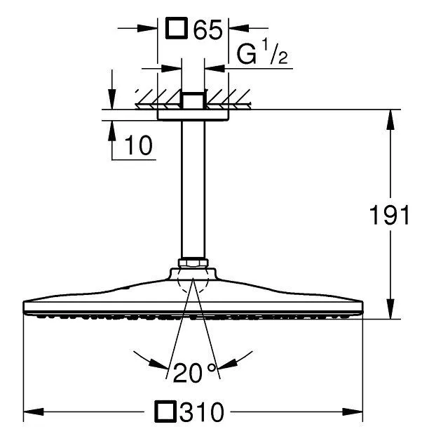 Верхний душ Grohe Rainshower Mono 310 Cube 26566DC0