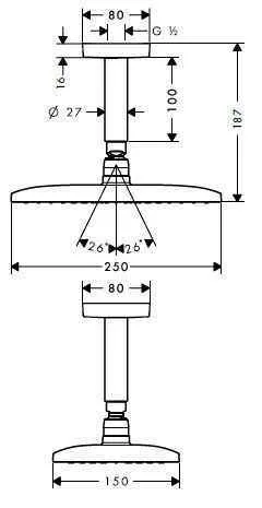 Верхній душ Hansgrohe Raindance E 250 x 150 1jet 27383000