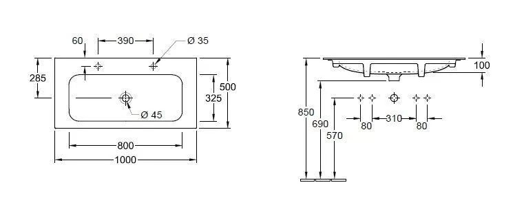 Умывальник подвесной Finion Villeroy & Boch 4164A1RW