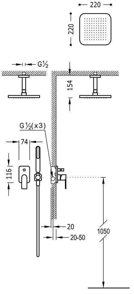 Душевая система Tres Loft 20018080