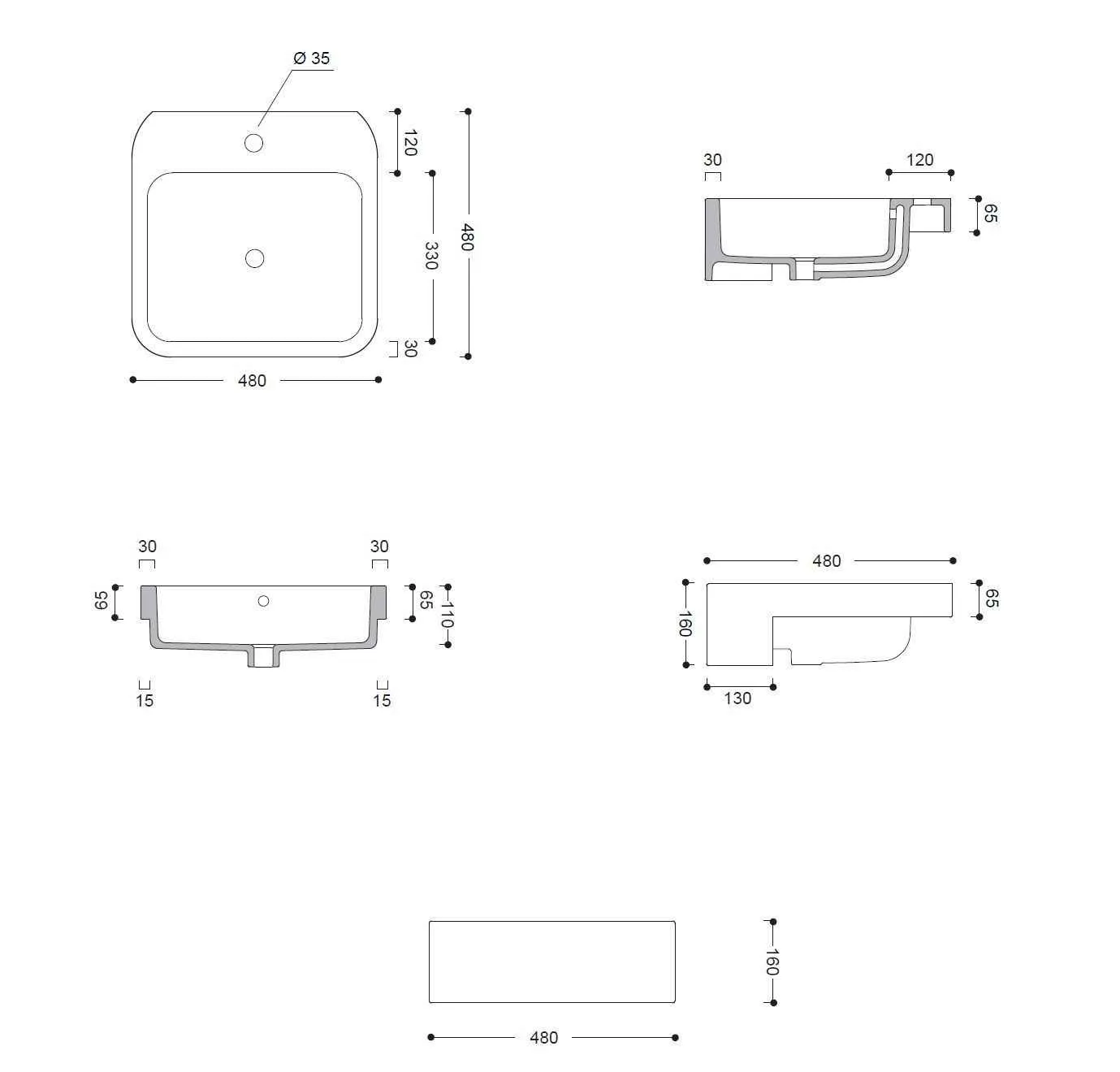 Полувстроенний умивальник Cosa AXA