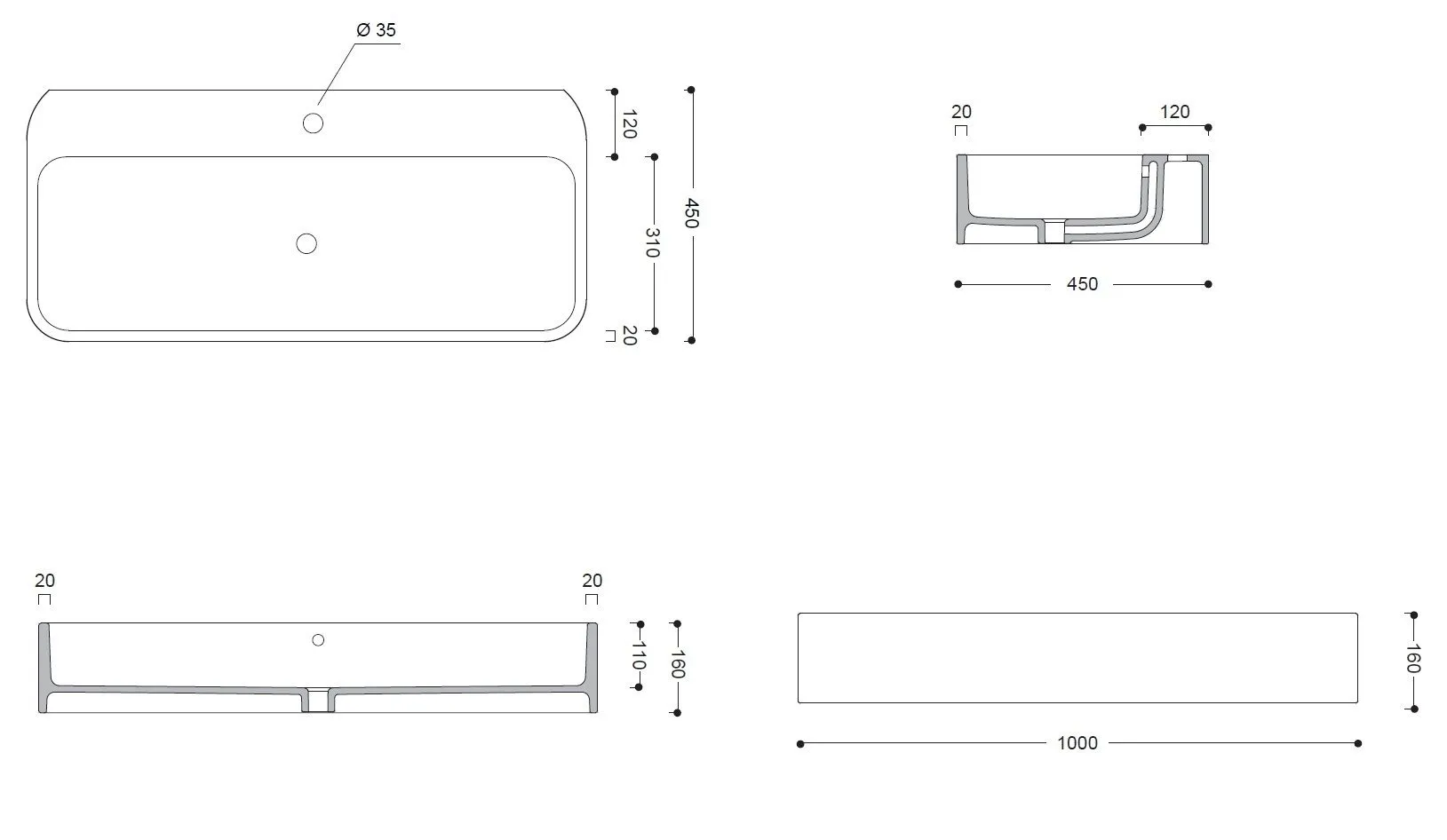 Раковина на столешницу Cosa AXA 8640001