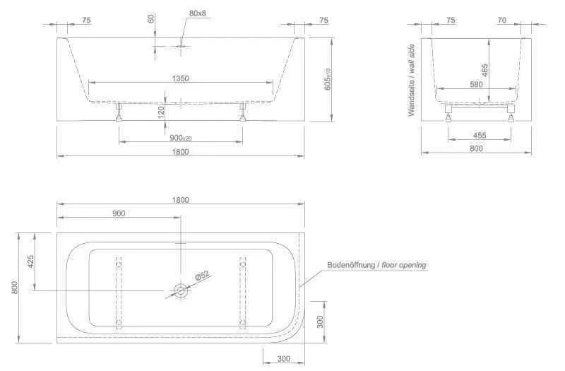 Пристінна ванна Knief Pure правосторонняя / лівостороння pure R 0100 -248 Белый глянцевый