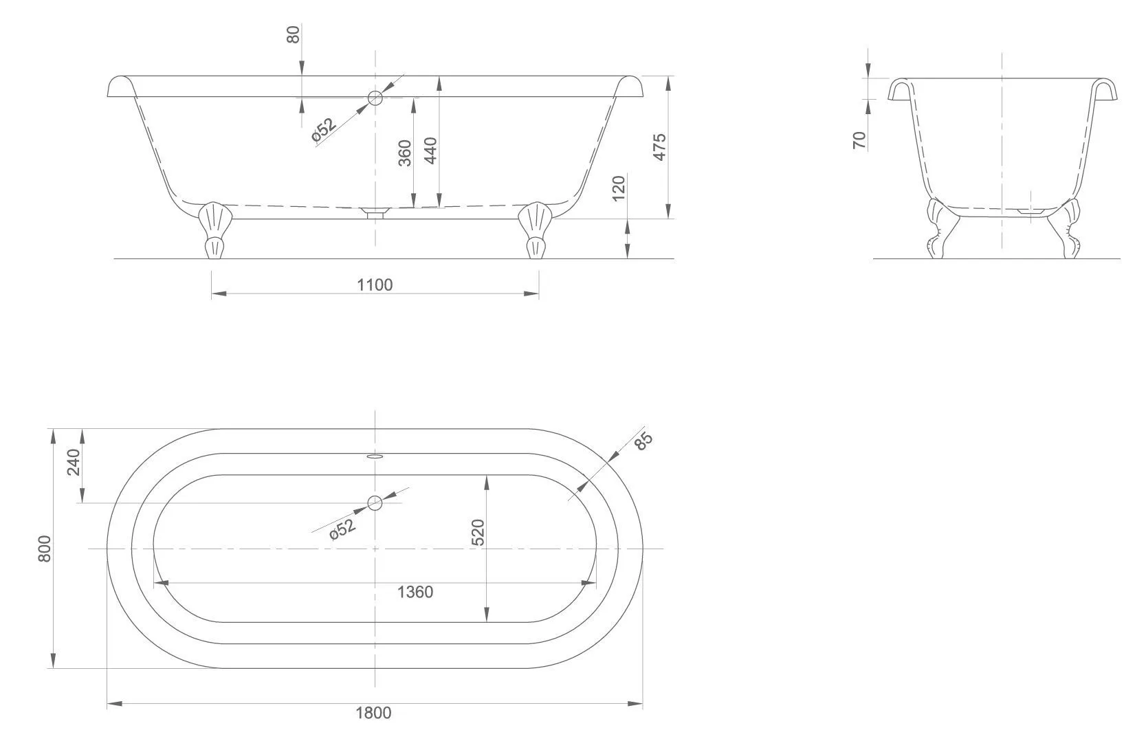 Отдельностоящая ванна Knief Edwardian edwardian xl 0100 -062 Белый глянцевый / Гоночный зеленый глянцевый