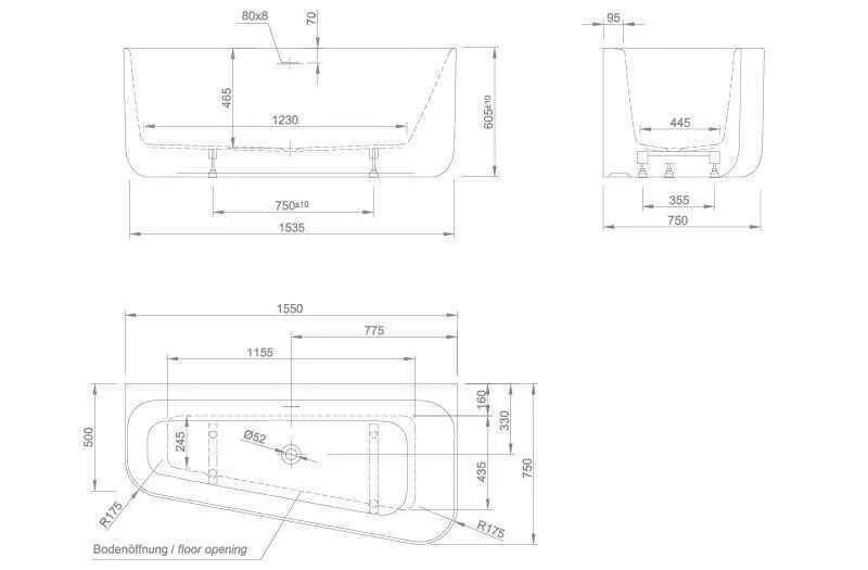 Ванна акриловая Knief Chic (ліва / права) сhic L 0100 240 Белый матовый / Сусальное серебро