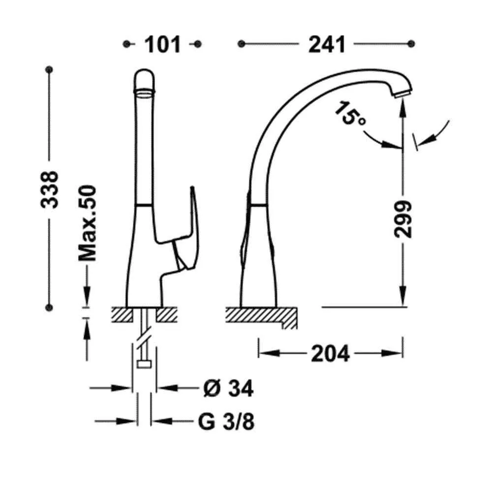 Смеситель на кухню Tres Base Plus 21644701
