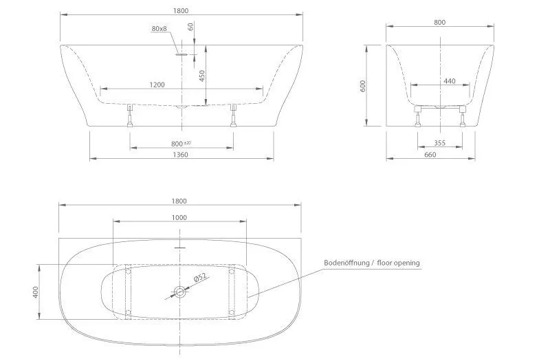 Пристенная ванна Knief Dream Wall dream wall 0100-252 Белый матовый / Сусальное золото