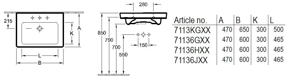 Подвесной умывальник Villeroy and Boch Subway 2.0 71136JR1