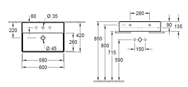 Раковина на столешницу Villeroy and Boch Memento 2.0 4A226GRW