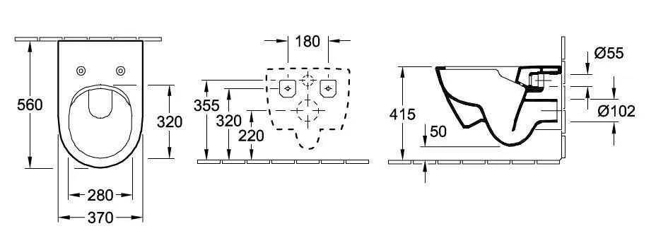 Унітаз підвісний з кришкою Villeroy and Boch Subway 2.0 (без зливного краю) 5614R2R1