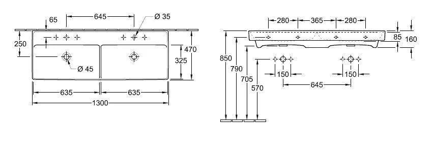 Подвесной умывальник Villeroy and Boch Collaro 4A34D1RW