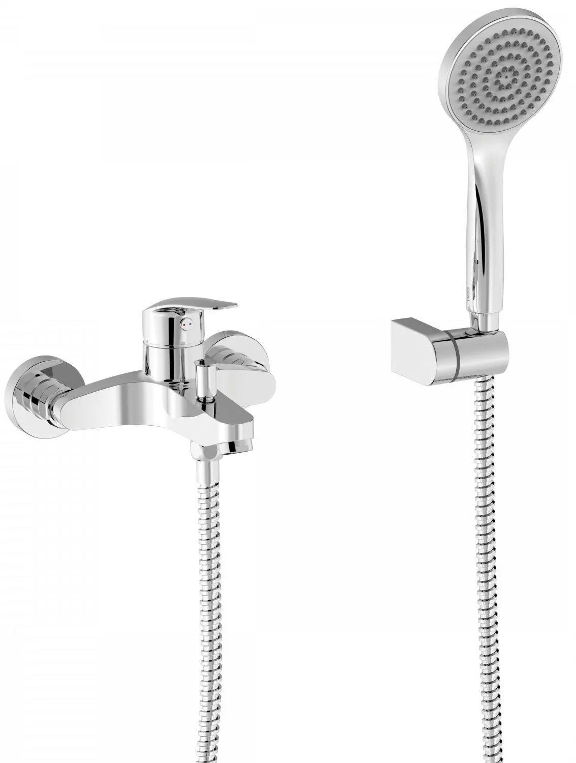 Комплект: Смеситель на ванну с душевым набором Tres Base Plus