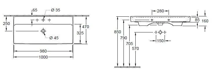 Подвесной умывальник Villeroy and Boch Collaro 4A33A5RW