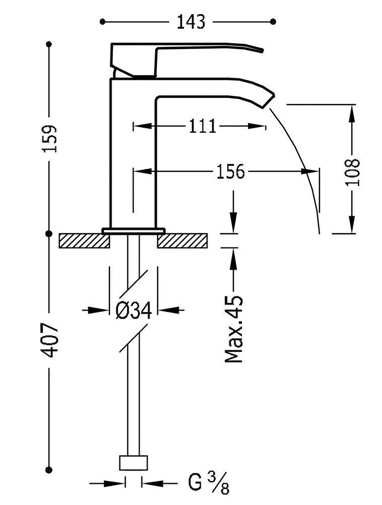 Смесители для раковины Tres Cuadro 00611001BL